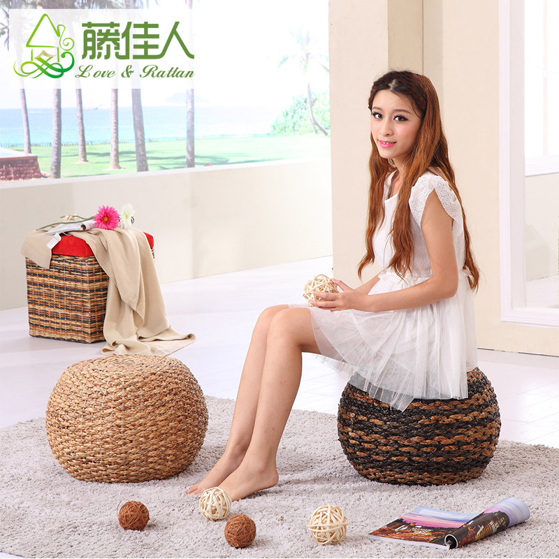Rattan Lady Rattan Shoe Stool Small Stool Rattan Low Stool Changing Shoe Stool Rattan Round Stool Leisure Stool TD