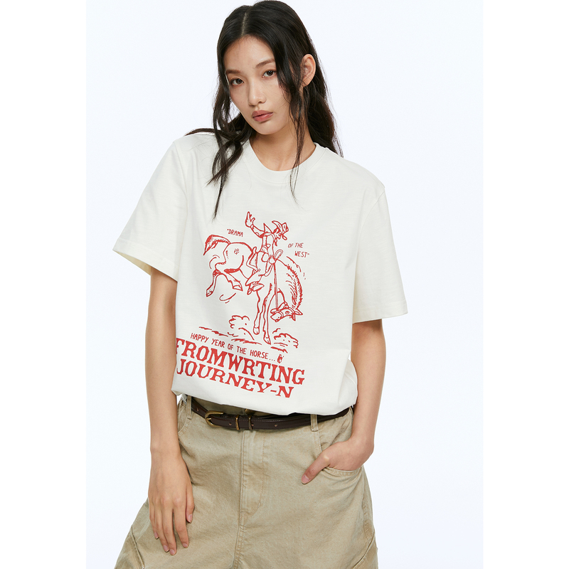 From Wrting American Retro Fun Equestrian Limited Edition Bamboo Cotton T-Shirt Short Sleeve Unisex Summer
