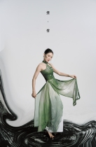 SOSO Jiaoqing Bamboo Department New Chinese Classical Ancient Wind National Wind Dance Qipao Elastic Long Skirt Harness Open Slit dress