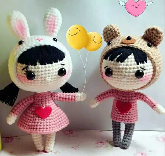 (292) Handmade diy wool woven dolls unrest couple doll electronic hook needle graphic