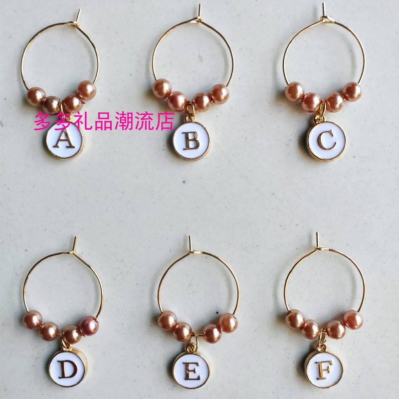 New Pint Letters Wine Glasses Mark Ring Fashion Metal Wine Glasses Label Parties Wine Glasses Logo receptions Cups Mark