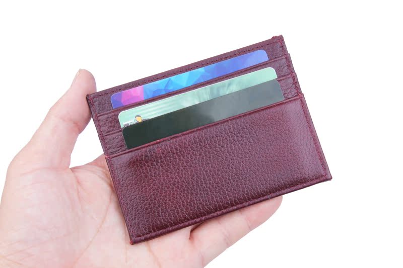 Thẻ da nữ góc phải gói thẻ đặt bằng lái xe nam bằng da siêu mỏng 0,3 thẻ tín dụng thay đổi túi - Hộp đựng thẻ bao đựng thẻ học sinh