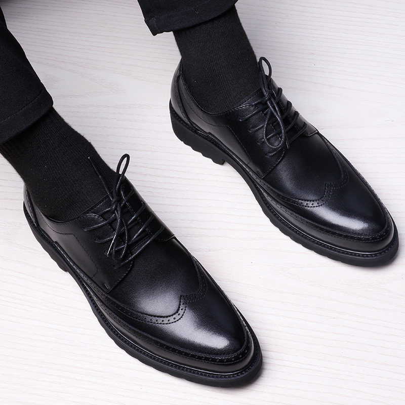 Casual Leather Shoes Men Business Authentic summer Inron genuine leather round head Crescendo Climax Shoes Thick Bottom Burlock Men's Shoes