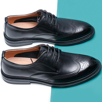 Brock Leather Shoes Mens Summer Real Leather Business Positive Clothing Inglén Slim breathable headlayer Bull Leather Soft Bottom Casual Shoes