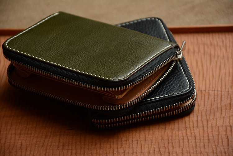 Choose the right hand to make Italian small and medium-sized saddle leather wallet genuine leather zipper men's business clutch