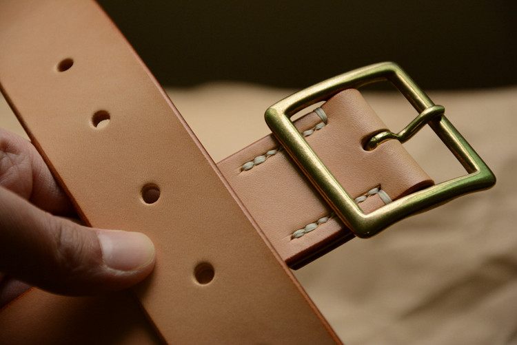 Select right hand belt pure hand custom of Italian saddle bay square Japanese belt belt