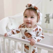 United States milkbarn newborn baby long-sleeved bag fart coat organic cotton bamboo cotton men and women baby one-piece climbing suit romper