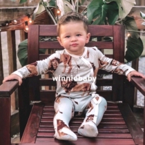 United States milkbarn super beautiful baby one-piece ins explosive organic cotton bamboo cotton men and women treasure one-piece foot suit