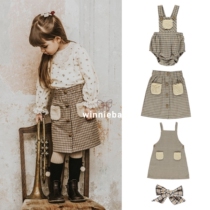 UK authorized bebeorganic autumn and winter baby girls plaid skirt ins