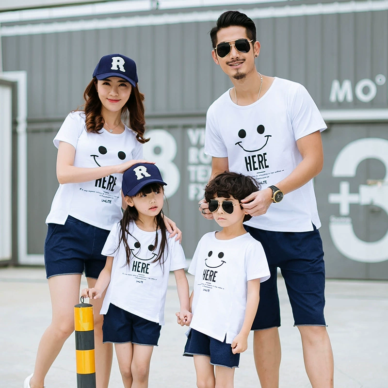 Váy mẹ-con mùa hè 2018 mới vải cotton tinh khiết Hàn Quốc áo thun ngắn tay cha mẹ phù hợp với gia đình mặc quần áo phụ nữ mẹ-con - Trang phục dành cho cha mẹ và con