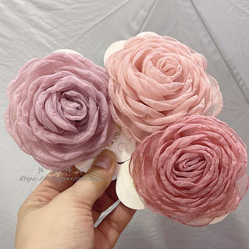 Fabric flower corsage silk gauze dried rose brooch