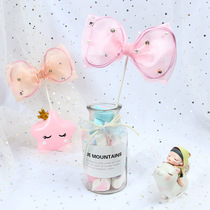 Pink girl heart large with diamond bow plug-in card Pink little princess birthday dessert table dress up cake