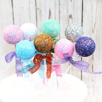 Baking cake decoration sparkling ball Multi-color sequin ball hair ball arch plug-in Birthday cake plug-in