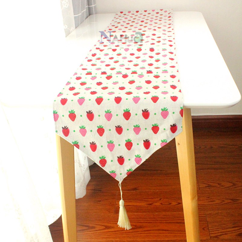 Fresh Fields Garden Wind Strawberry Double Cotton Linen Table Flag Minimalist Table Tea Table Tea Table Flag Cloth Shoes Cabinet TV Cabinet Strip Table Towels