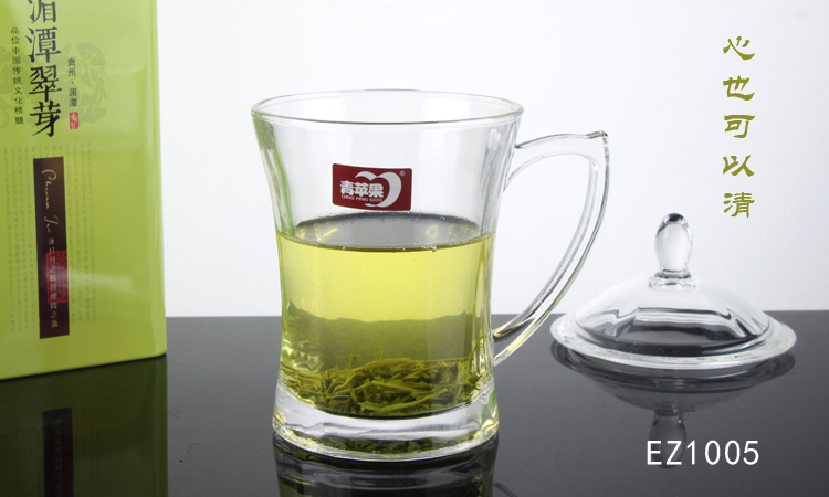 Màu xanh lá cây Táo Glass Tea Cup với Bìa Trà Cup Bìa Cup với Cốc Thủy Tinh Gia Dụng Trà Xanh Cốc Nước