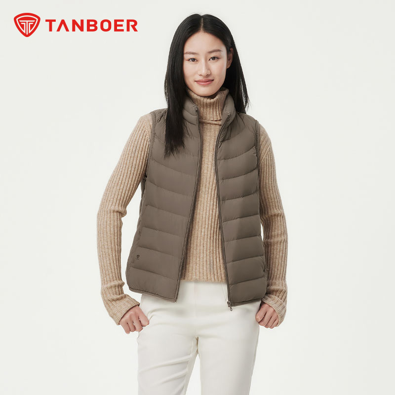 Tambor 2025 Autumn/Winter New Ribbed down Vest Women's Short Lightweight Outerwear Stand Collar Vest