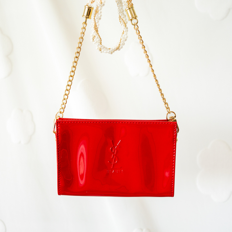 Ysl Saint Laurent Red Patent Leather Cosmetic Bag DIY Chain Small Bag Shoulder Crossbody Bag Fashionable Handbag Ysl Saint Laurent Red Patent Leather Cosmetic Bag DIY Chain Small Bag Shoulder Crossbody Bag Fashionable Handbag