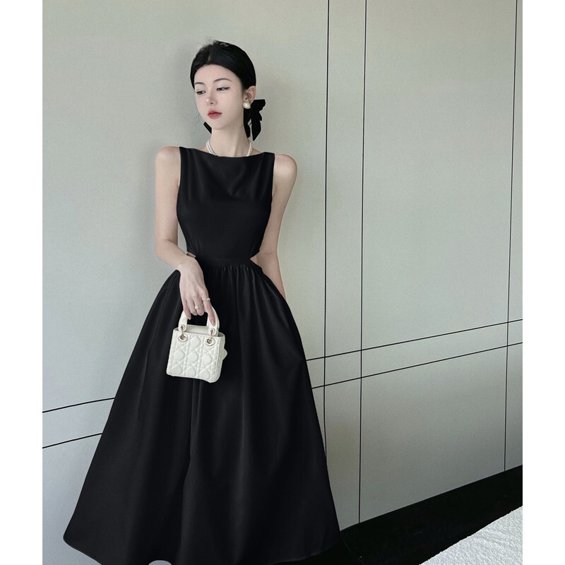 Little Black Dress, French High-End, Exquisite and Sophisticated, Hepburn Style, Draping Black Dress, 2026 New Women's Long Dress