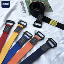 Fat brother black belt ins Hong Kong style mens trendy belt fashion all-match jeans mens decorative canvas belt