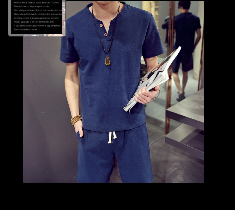 2018 mùa hè mới V-Cổ linen ngắn tay T-Shirt nam cộng với chất béo lớn màu trắng mỏng phù hợp với Hàn Quốc phiên bản của triều của nam giới quần áo