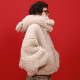 Xiyouji Original Cute Rabbit Grain Sheep Shearing Short Padded Cotton Female Bat Sleeve Hooded Lamb Wool Coat