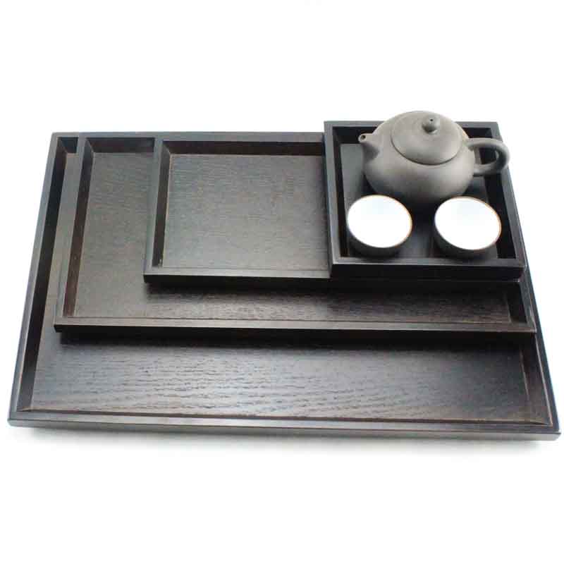 Dim Sum Khay gỗ Khay Nhật Bản Màu nâu đậm Obelisk Bộ trái cây sấy khô Bộ trà đen đặc biệt Mới - Tấm khay gỗ trang trí