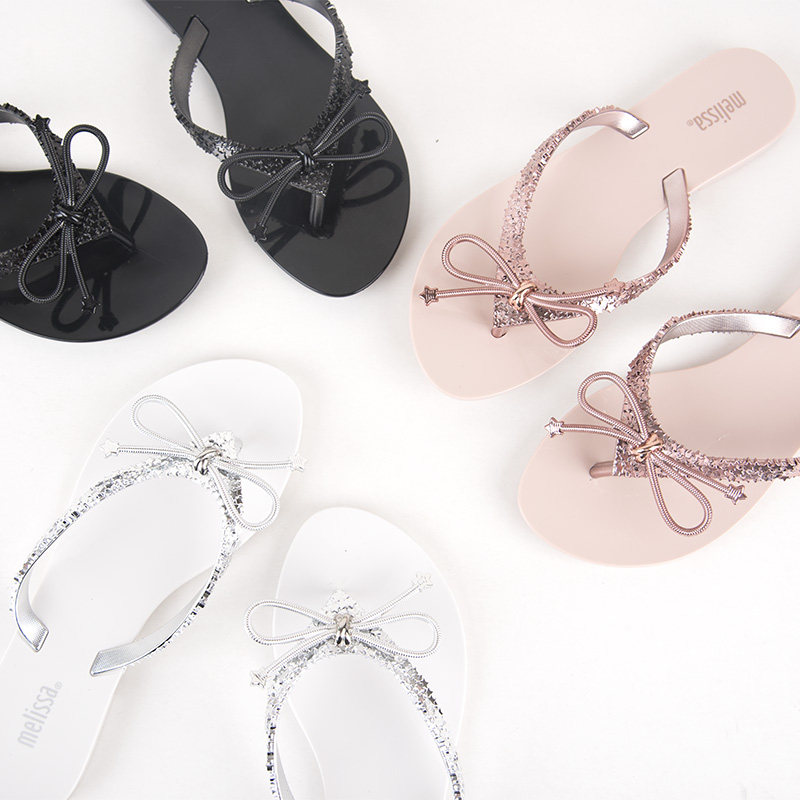 Brazil Sourcing Melissa Spot Summer Stars Bright Sheet Butterfly Knot Woman Character Tug Flat Slippers-Taobao