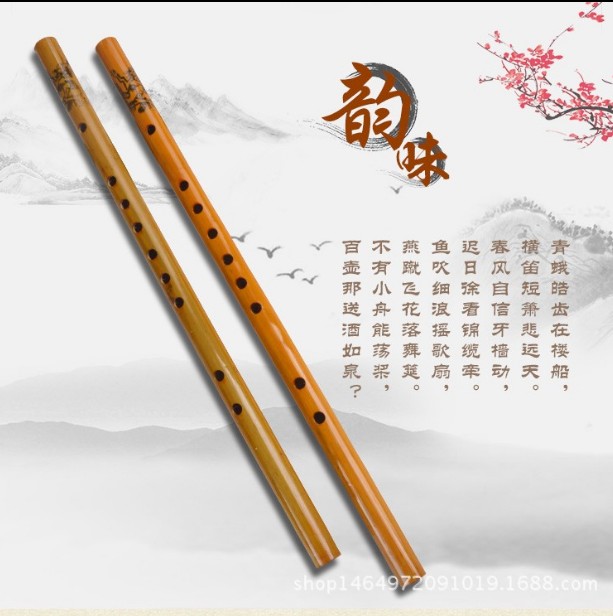 Straight flute and horizontal flute special promotion bitter bamboo adult children beginners entry bamboo flute straight flute single-section flute film