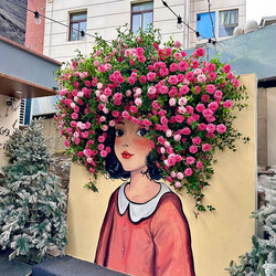 Artificial Rose Waterfall Flower Wall Decoration Background Wall Flower Vine Popular Social Media Wall Fake Flower Window Wall Atmosphere Landscaping