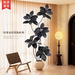 Large Artificial Green Plant, Black Rubber Tree, High-End Light Luxury Bionic Fake Plant, Wabi-Sabi Style Living Room Floor Decoration