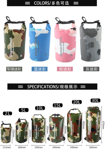 Камуфляжная непромокаемая сумка для плавания на одно плечо, рюкзак подходит для мужчин и женщин, водонепроницаемая пляжная система хранения, надевается на плечо