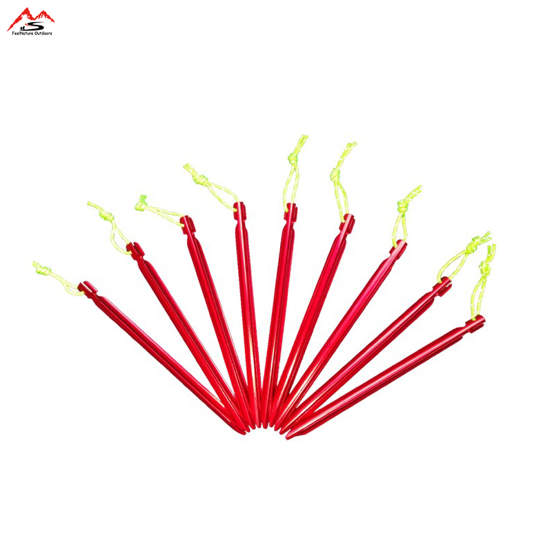 FeelNature outdoor canopy fixing nails 9 with rope head ultra-light aluminum system 3-ribbed screw nails tent floor nails