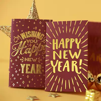 Festive red bronzing New Year greeting card High-end national wind gilding INS card Spring Festival New Year New Year's Day greeting card