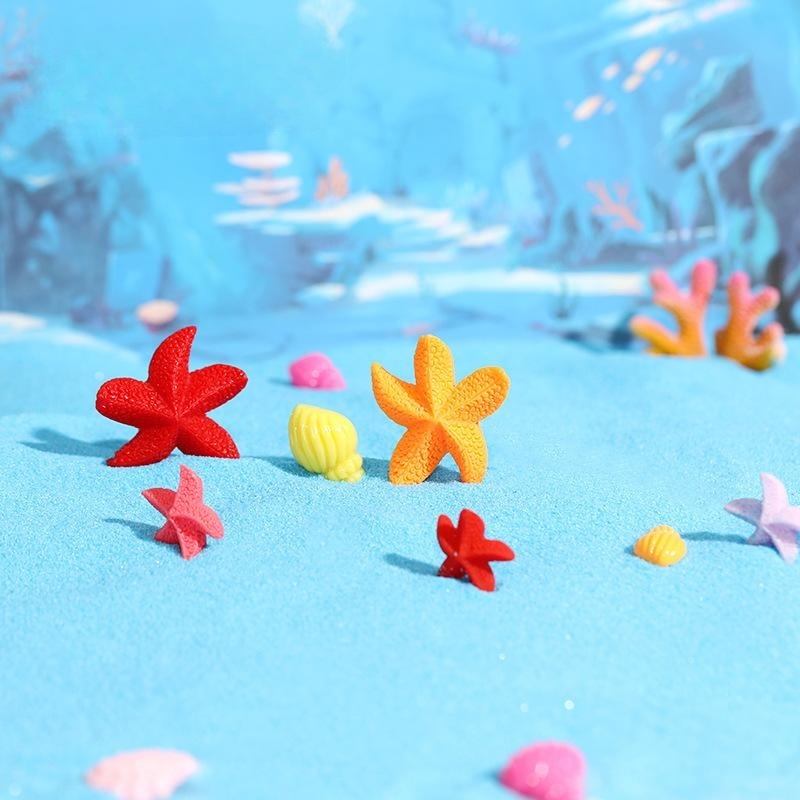 Mini Colorful Starfish Ocean Beach Scene Micro Landscape Ornaments Resin Decorative Accessories Mediterranean Style Small Starfish