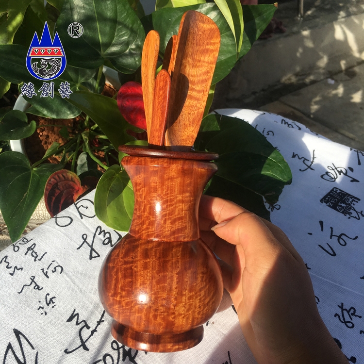 Yuan Chuang Art Myanmar rosewood tea set Mahogany big fruit Rosewood Six gentlemen one thing one picture Solid wood Water ripple tea ceremony