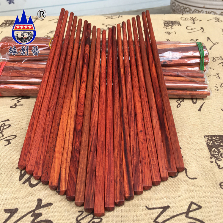Red Wood Chopsticks Burmese Flower Pear Sour Branches Kitchen Supplies Catering with High-quality Solid Wood Family Special Chopsticks