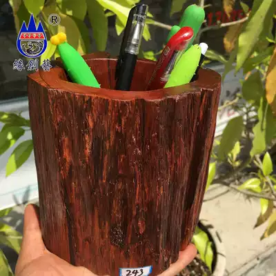 Edge Chuangyi mahogany tree root carving pen holder Burmese pear pen insert a picture whole wood old material craft gift ornaments