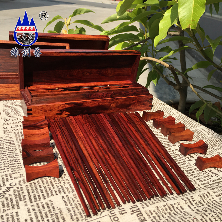 Red Wood Chopsticks Burmese Large Red Acid Branches Chopsticks Box Installed Solid Wood Chopsticks Autei Yellow Sandalwood Log Material Home Gift Chopsticks