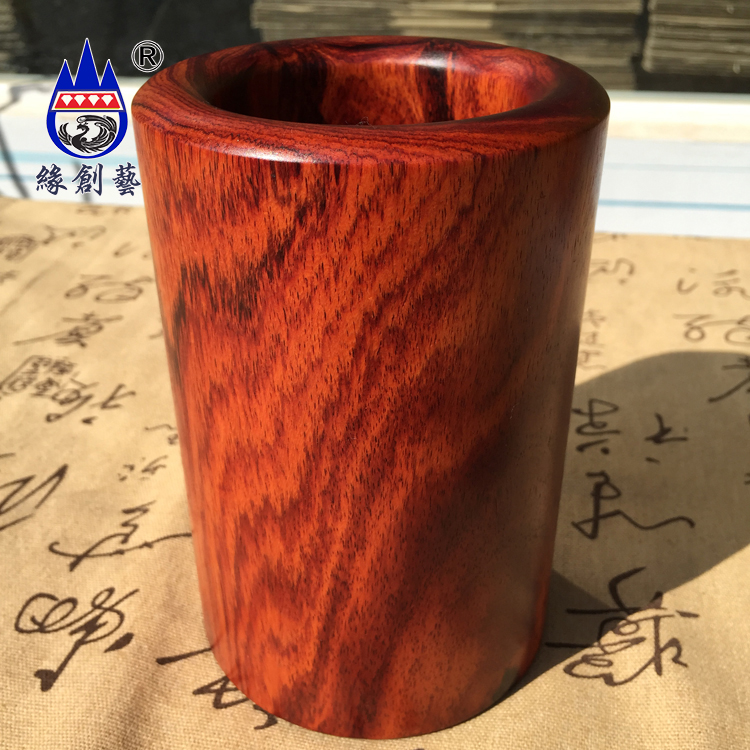 Mahogany pen holder Myanmar red acid branch desktop storage storage tank One thing one picture solid wooden pen box Whole wood ornaments