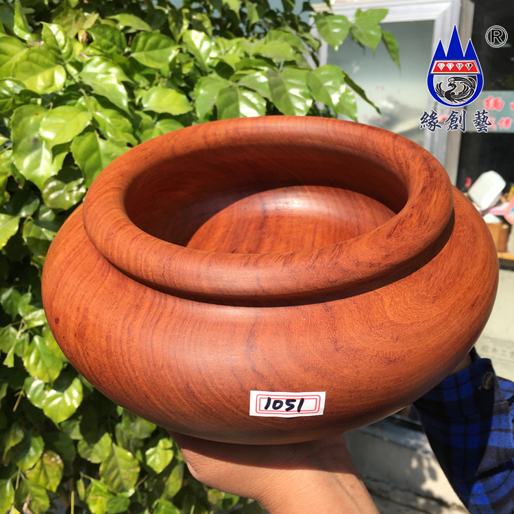 Red Wood Polyppot Basin Burmese Pear Eight Precious Metal Jar Solid Wood Material One Figure Whole Wood Containing Box Storage Box Swing Piece