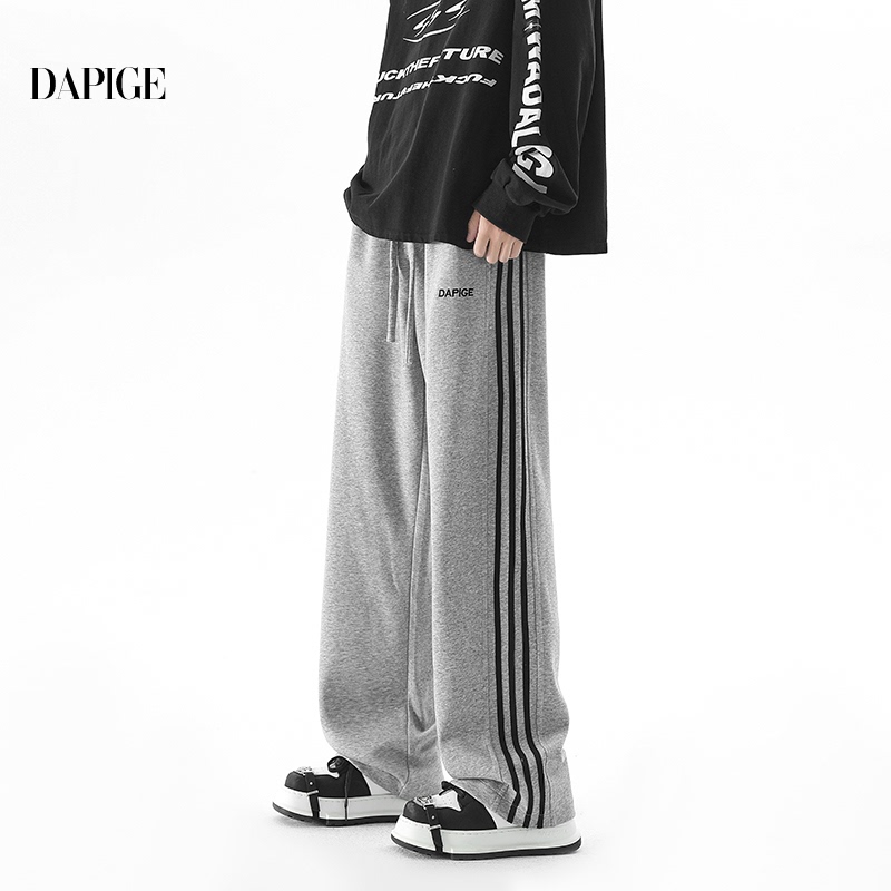 Gray Sweatpants for Men 2026 Spring New Style Loose Large Size Straight Pants American Style Sports Casual Wide-Leg Long Pants Trendy