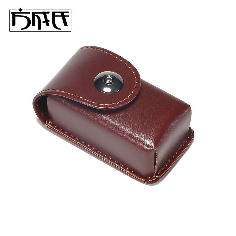 First-Layer Cowhide Genuine Leather Feel Foldableing Reading Glasses Case Anti-Pressure Wearable Belt Hanging Waist Bag Men's Leather Case Portable