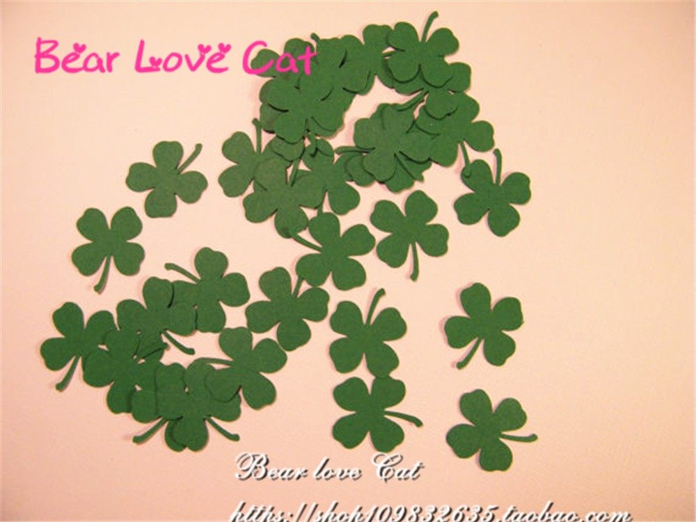 2 5cm fresh green four-leaf clover card colorful confetti glitter wedding birthday party decoration 100 capsules