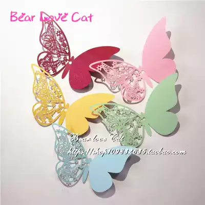 60 creative butterfly wishing card elevator hollow blessing wish wall sticker message card wedding DIY decoration card