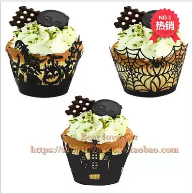 Export baking cake decoration Cup Halloween art cupcake edge hollow cup edge 12 pack
