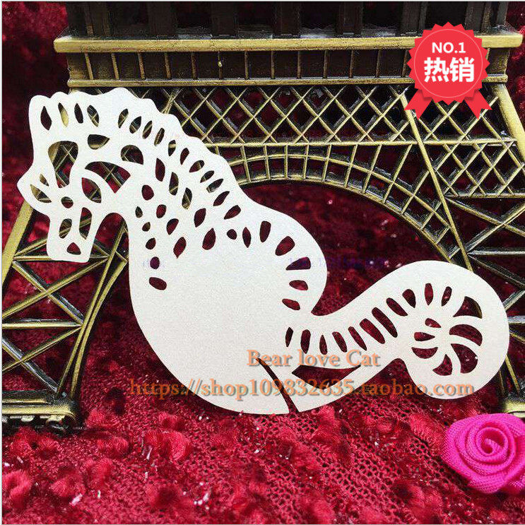 Seahorse wine glass card card wall sticker cake decoration card wedding wedding supplies table card wedding banquet seat card 50
