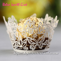 Hollow butterfly chocolate small edge personality mini candy paper holder party decoration chocolate Holder 50 pieces