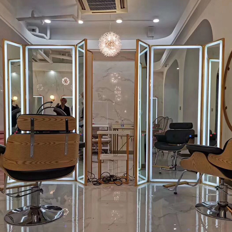 Hairdressingshop Mirror Table Tennis Red Mirror Eurostyle Single-sided Floor Type Mirror Beauty Hair Beauty Hair Salon With Lamp Bifacial Mirror Special