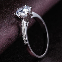 Light luxury six-claw simulated diamond ring for women, round carat ring, moissanite couple proposal, personalized birthday gift