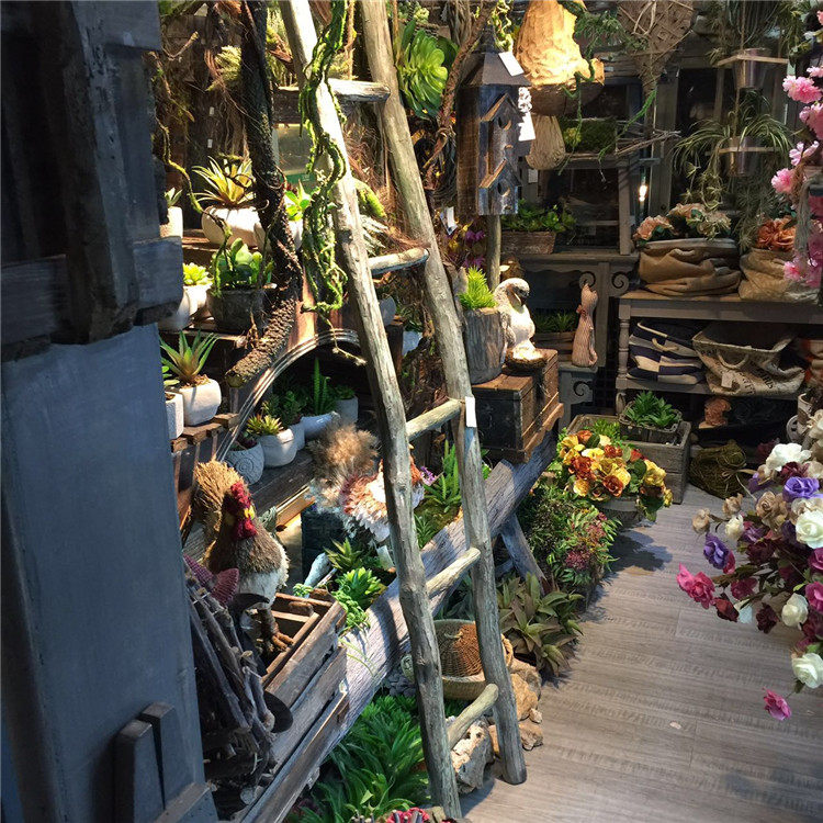Nordic wind wooden ladder cap rack floor towel rack porch bathroom against wall hanger frame simple creative decoration